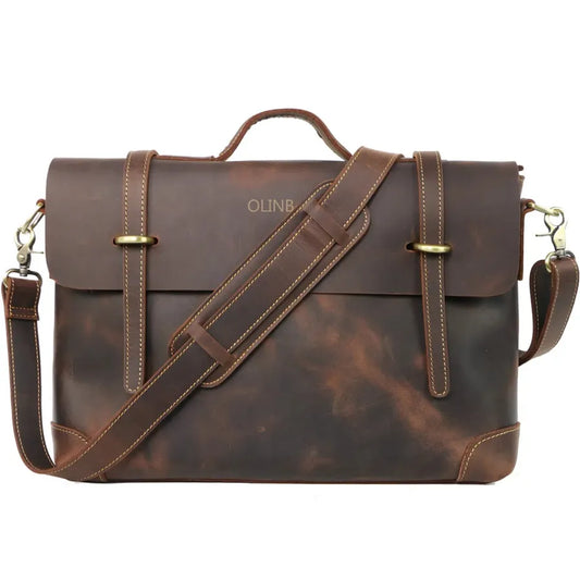 JMT-714058 Custom Leather Briefcase for Men - Professional Laptop Bag with Logo Design