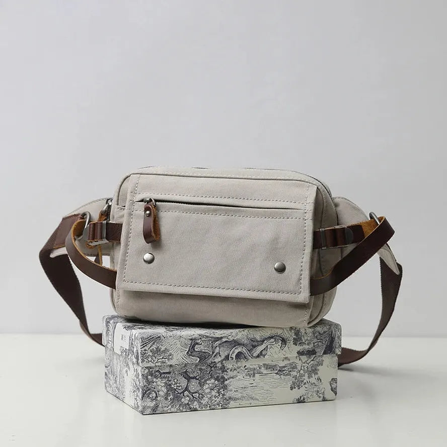 JMT-714122 Retro Canvas Waist Bag Waterproof Cotton Chest Bag for Men