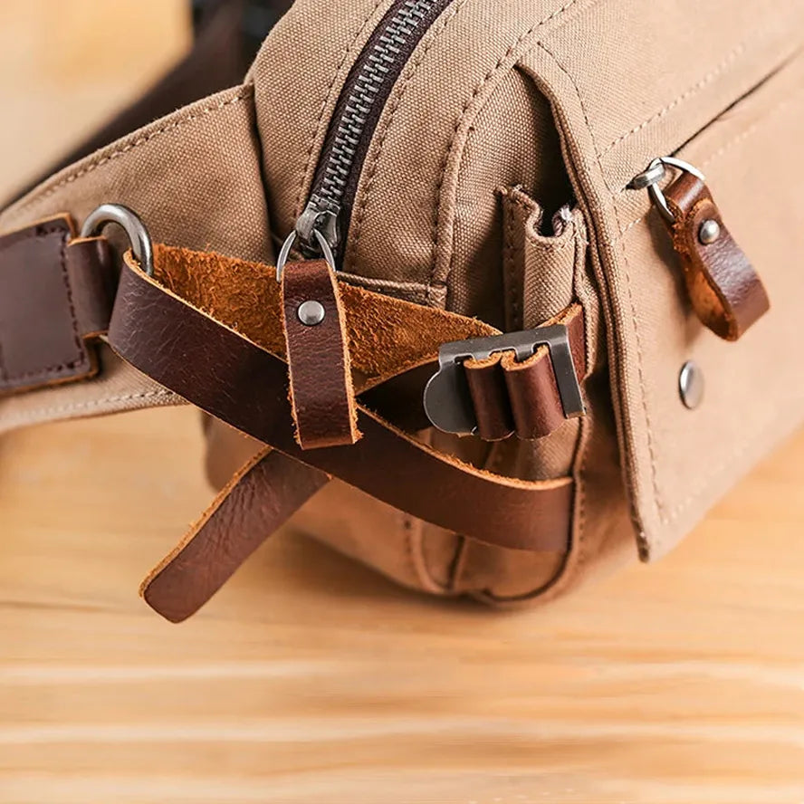 JMT-714122 Retro Canvas Waist Bag Waterproof Cotton Chest Bag for Men