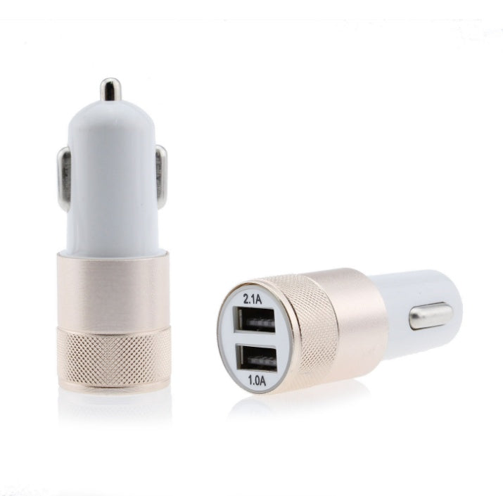 JMT-714570 Dual USB Car Charger - 2.1A Aluminum Alloy Multi-Function Charging Head, Compatible with Tablets and Power Banks, Various Colors Available