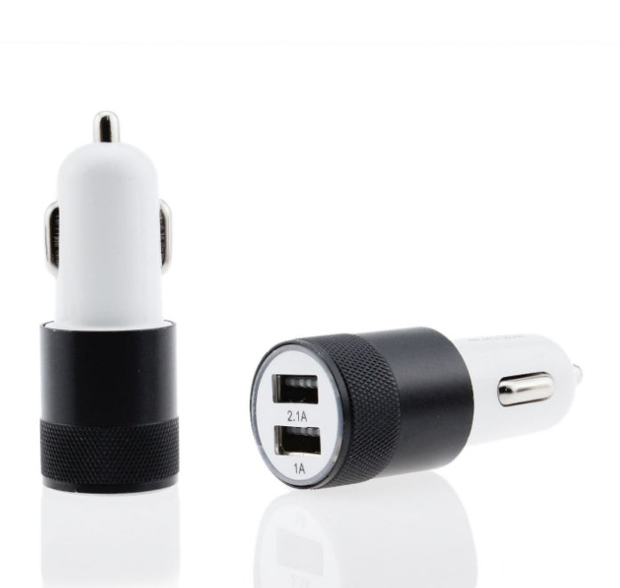 JMT-714570 Dual USB Car Charger - 2.1A Aluminum Alloy Multi-Function Charging Head, Compatible with Tablets and Power Banks, Various Colors Available