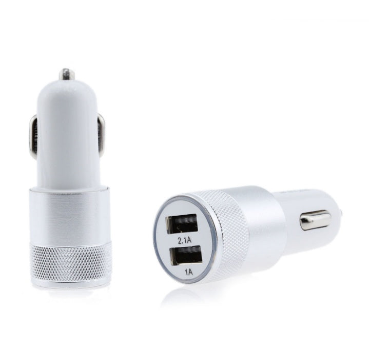 JMT-714570 Dual USB Car Charger - 2.1A Aluminum Alloy Multi-Function Charging Head, Compatible with Tablets and Power Banks, Various Colors Available