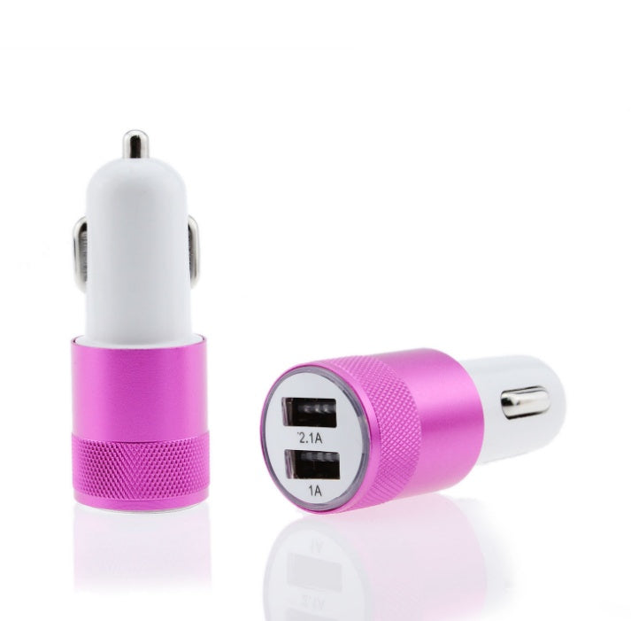 JMT-714570 Dual USB Car Charger - 2.1A Aluminum Alloy Multi-Function Charging Head, Compatible with Tablets and Power Banks, Various Colors Available
