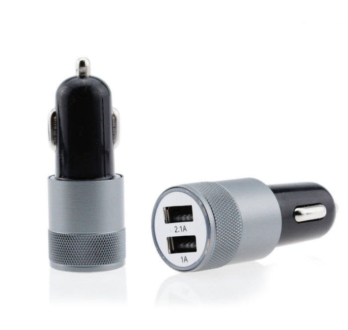 JMT-714570 Dual USB Car Charger - 2.1A Aluminum Alloy Multi-Function Charging Head, Compatible with Tablets and Power Banks, Various Colors Available