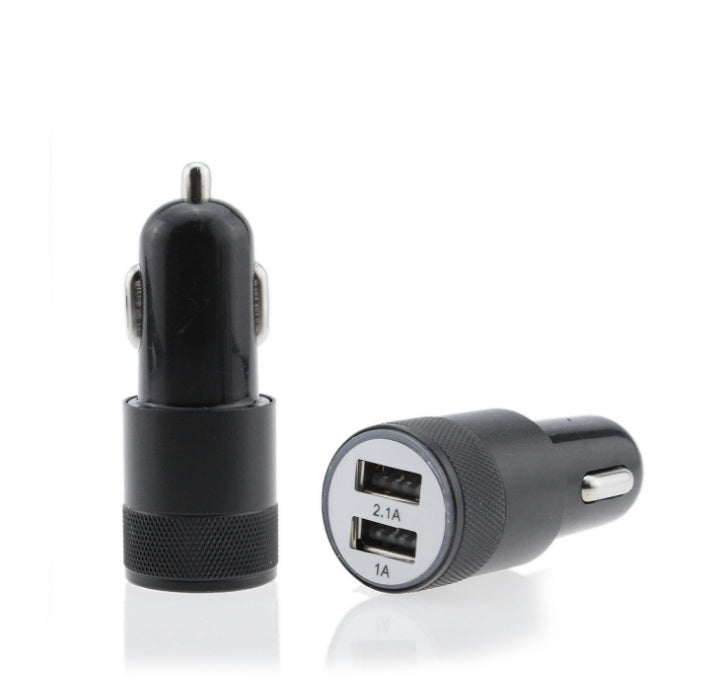 JMT-714570 Dual USB Car Charger - 2.1A Aluminum Alloy Multi-Function Charging Head, Compatible with Tablets and Power Banks, Various Colors Available
