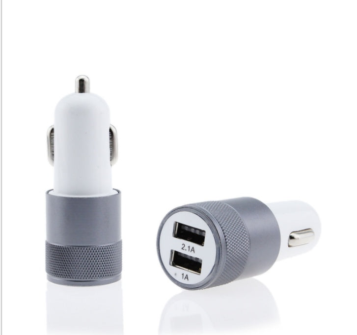 JMT-714570 Dual USB Car Charger - 2.1A Aluminum Alloy Multi-Function Charging Head, Compatible with Tablets and Power Banks, Various Colors Available