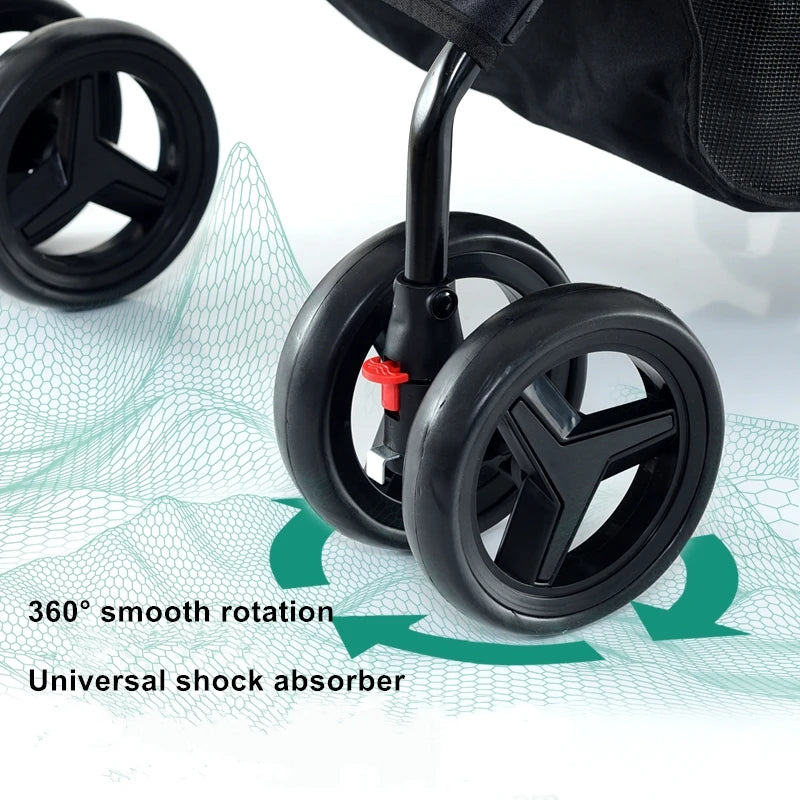 JMT-715338 Folding Pet Stroller for Cats and Dogs - Lightweight & Convenient Travel Carrier