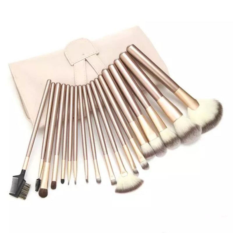 JMT-715658 Creamy White 12-Piece Makeup Brush Set with Long Wooden Handles and Synthetic Hair