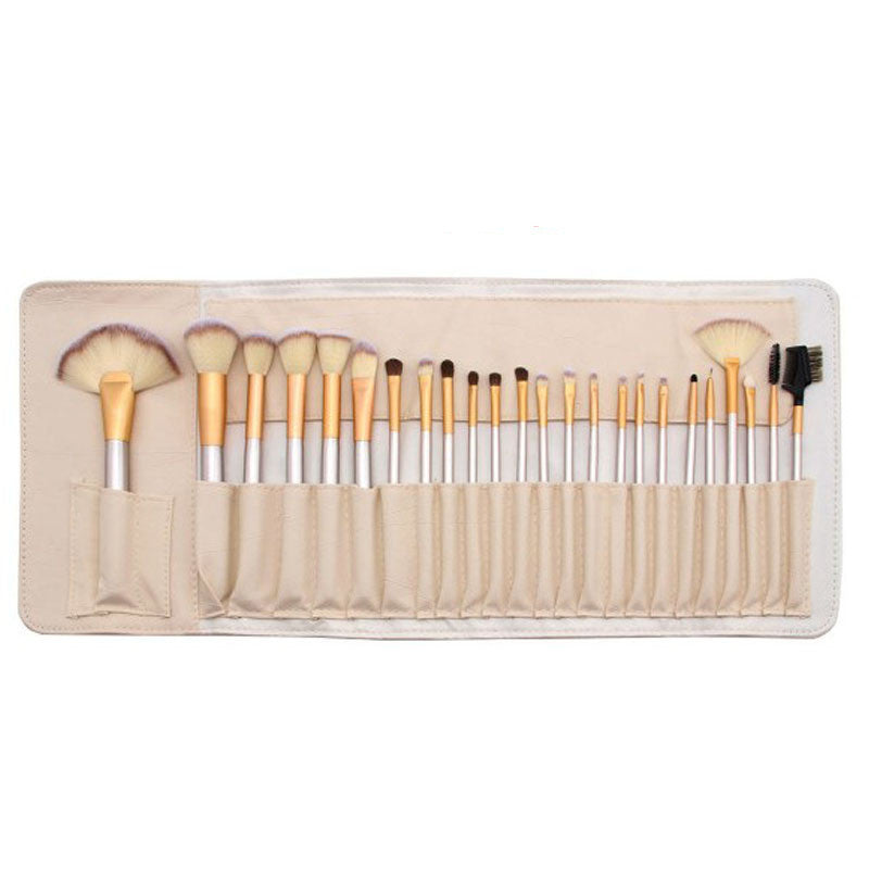 JMT-715658 Creamy White 12-Piece Makeup Brush Set with Long Wooden Handles and Synthetic Hair