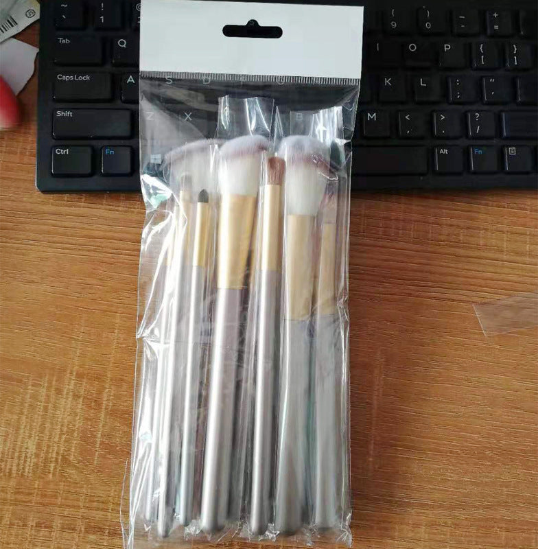 JMT-715658 Creamy White 12-Piece Makeup Brush Set with Long Wooden Handles and Synthetic Hair