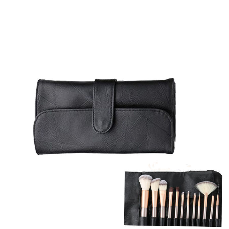 JMT-715658 Creamy White 12-Piece Makeup Brush Set with Long Wooden Handles and Synthetic Hair