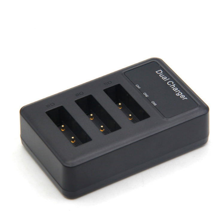 JMT-715722 Vertical USB Charger for Digital Camera - Three-Slot Design, Micro-USB Input, Compact and Efficient Charging Solution