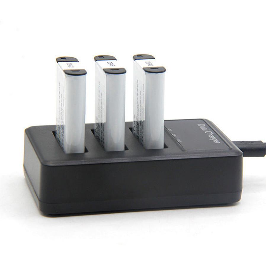JMT-715722 Vertical USB Charger for Digital Camera - Three-Slot Design, Micro-USB Input, Compact and Efficient Charging Solution