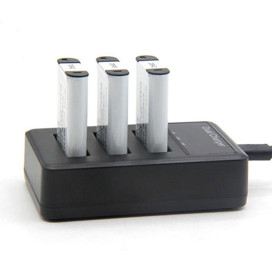 JMT-715722 Vertical USB Charger for Digital Camera - Three-Slot Design, Micro-USB Input, Compact and Efficient Charging Solution