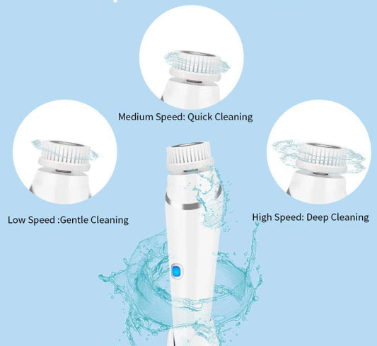 JMT-715786 Ultrasonic Electric Face Washing Brush with Pore Cleaner and Massage Functions - White, Green, Pink