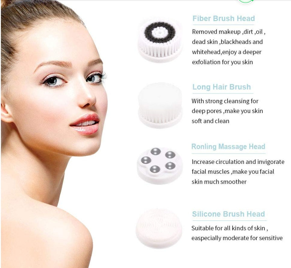 JMT-715786 Ultrasonic Electric Face Washing Brush with Pore Cleaner and Massage Functions - White, Green, Pink