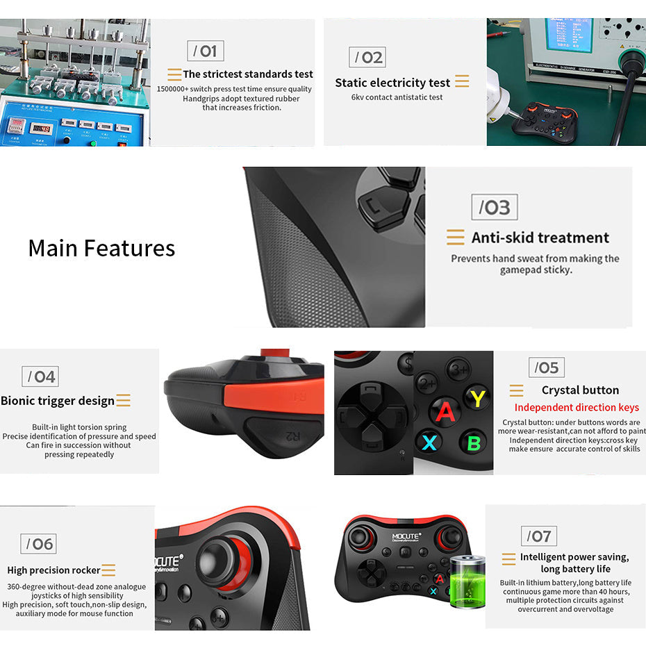 JMT-715850 Wireless Bluetooth Gamepad for Mobile Phones – Rechargeable, 40-Hour Playtime, Multiple Compatibility