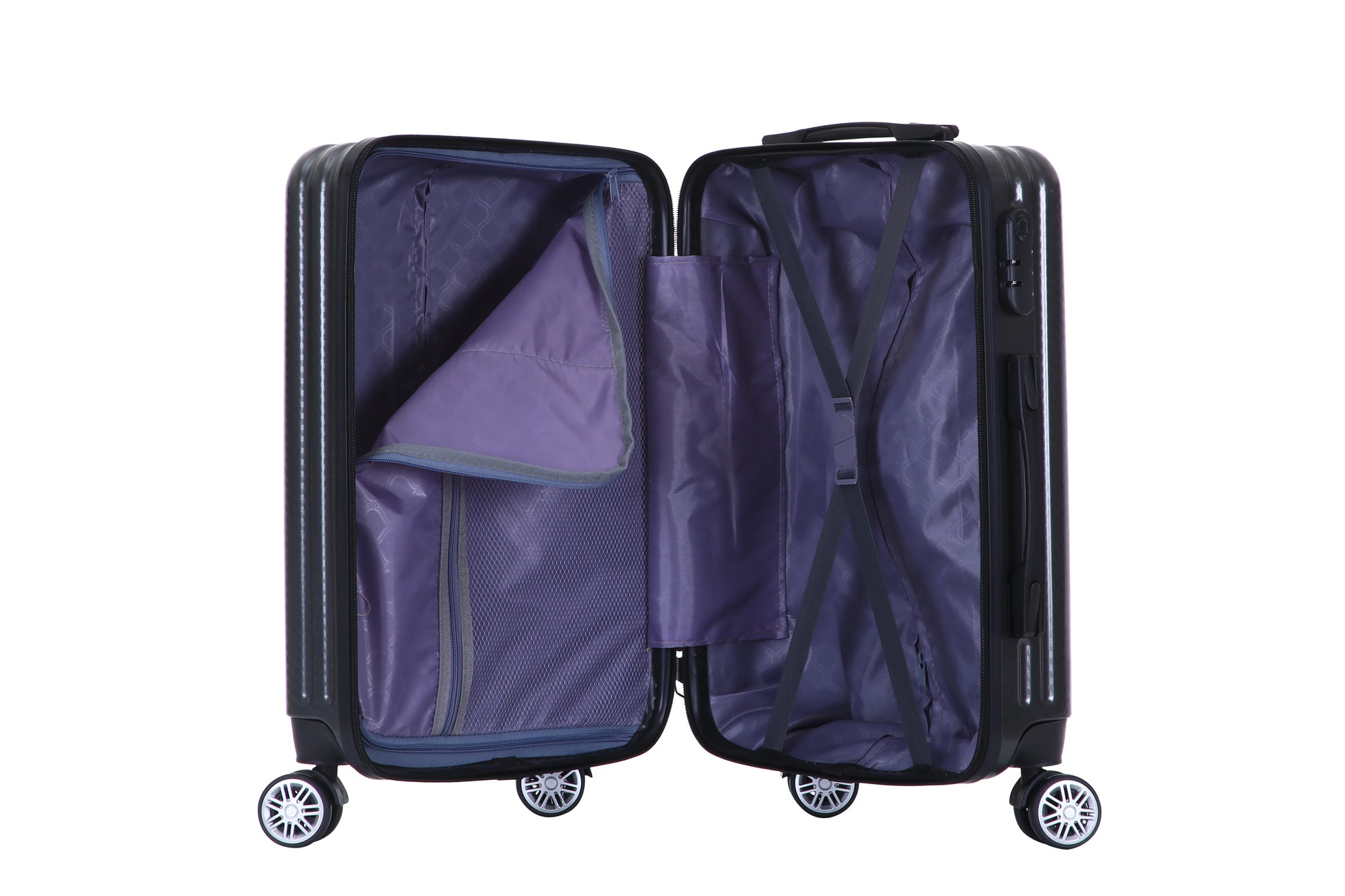 JMT-716426 Durable ABS+PC Luggage Set with Spinner Wheels and Handbag - 3-Piece Trolley Bag Collection