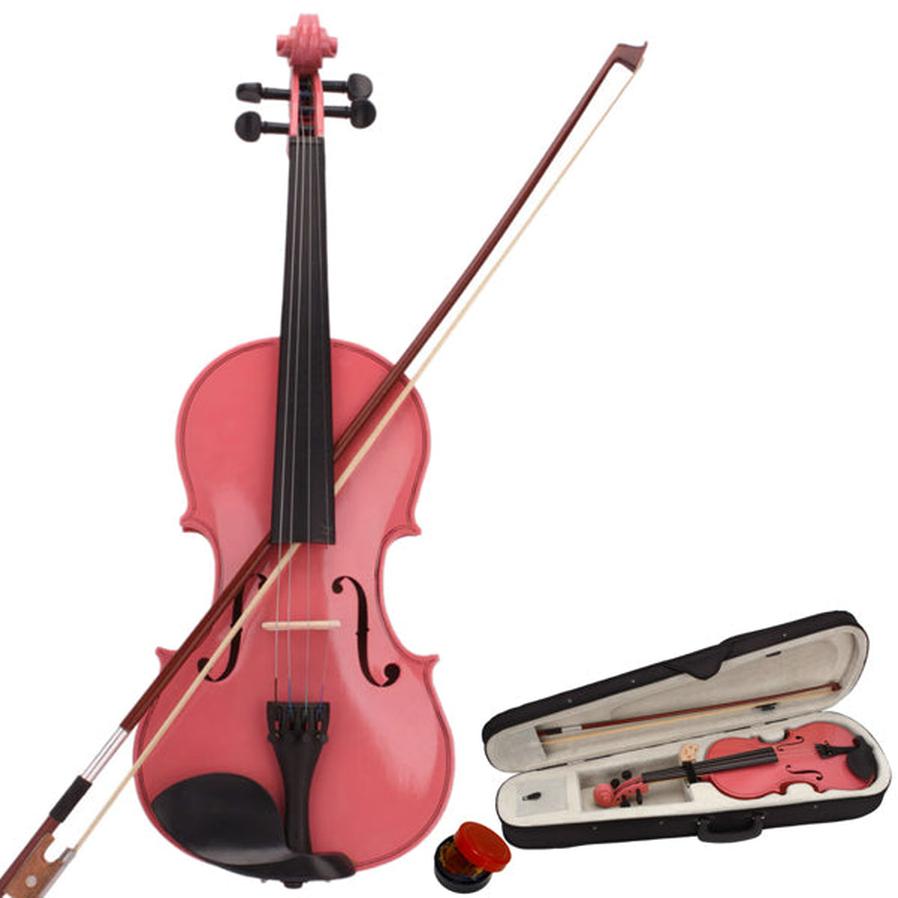 JMT-716426 Pink Violin with Box Bow and Rosin Set