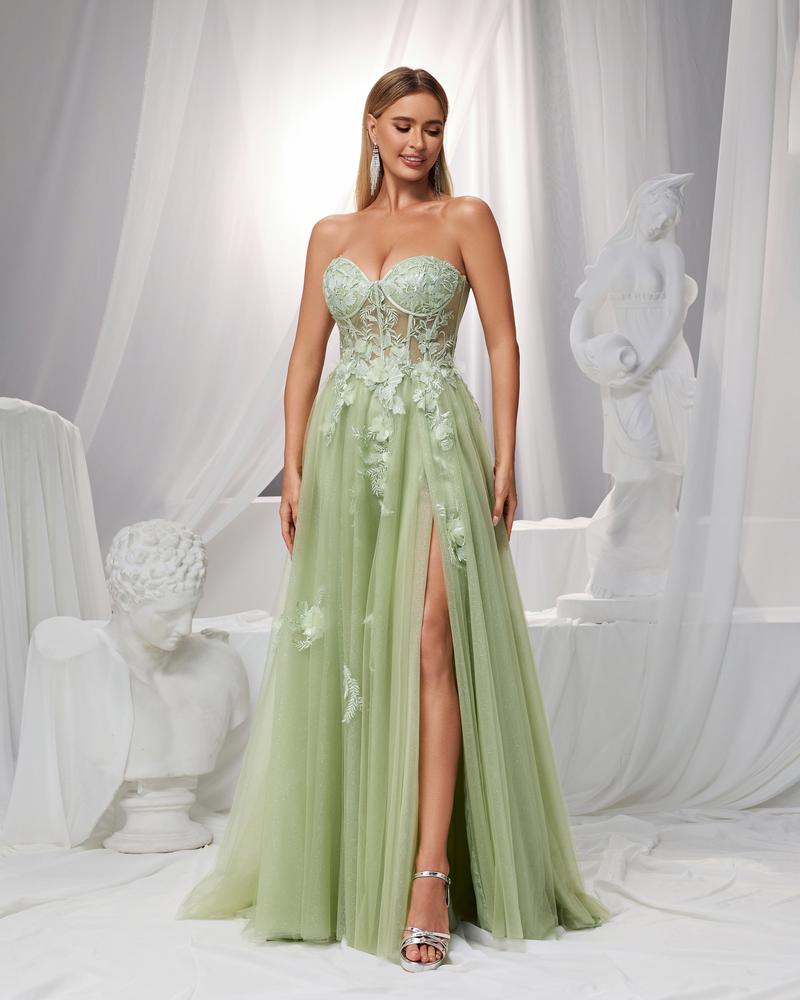 JMT-716618 Elegant Green Evening Gown for Women - Timeless Style and Sophisticated Design