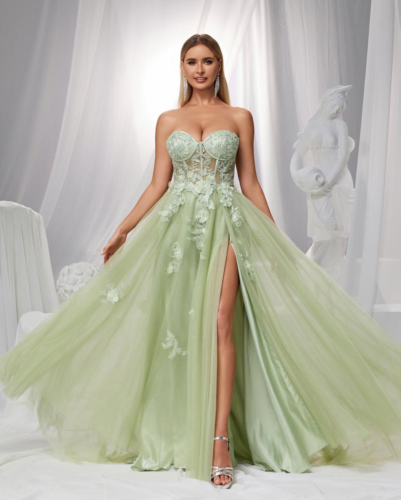 JMT-716618 Elegant Green Evening Gown for Women - Timeless Style and Sophisticated Design