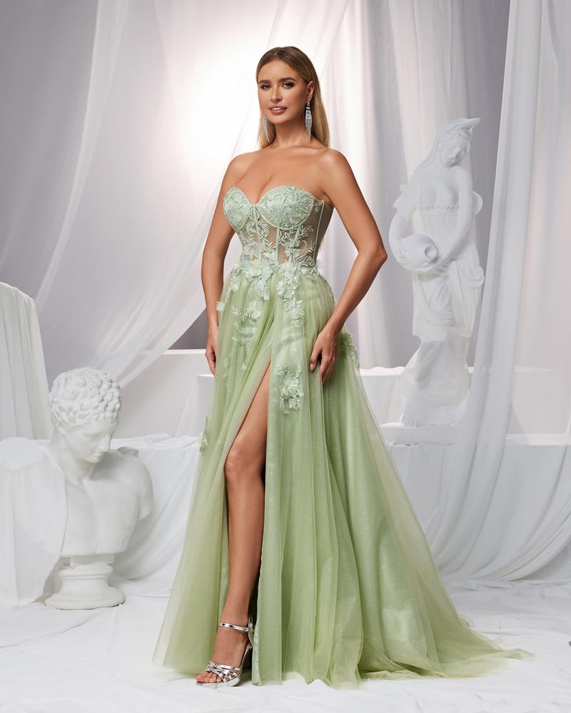 JMT-716618 Elegant Green Evening Gown for Women - Timeless Style and Sophisticated Design