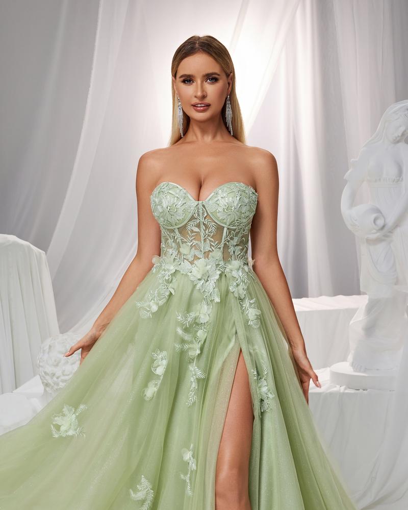 JMT-716618 Elegant Green Evening Gown for Women - Timeless Style and Sophisticated Design