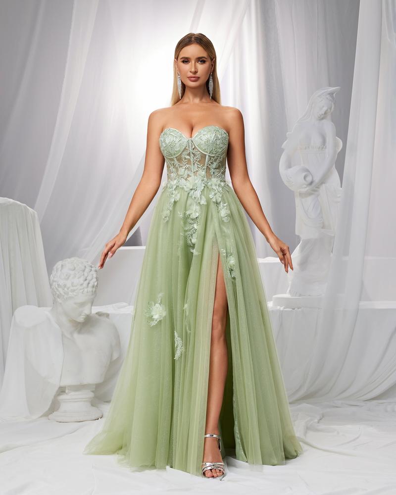 JMT-716618 Elegant Green Evening Gown for Women - Timeless Style and Sophisticated Design
