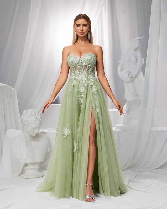 JMT-716618 Elegant Green Evening Gown for Women - Timeless Style and Sophisticated Design