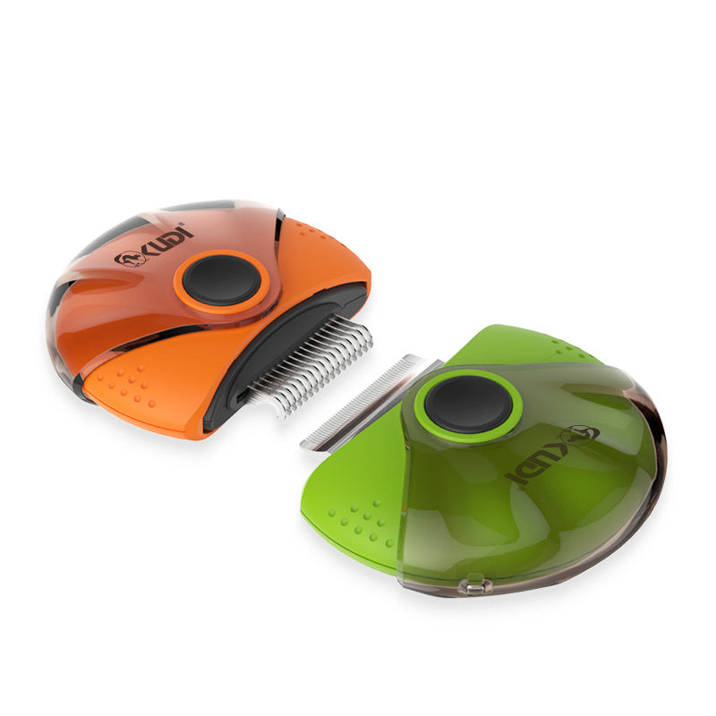 JMT-716618 Three-in-One Pet Comb Brush - Durable ABS/PC with Stainless Steel Design, Compact Size 98*95*35mm, Available in Orange and Green