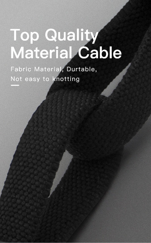 JMT-717706 Three-in-One Magnetic Fabric Data Cable Keychain - USB/Android/iOS/Type-C, Charging & Data Transmission