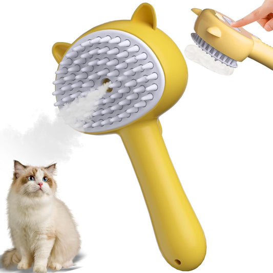 JMT-717770 4-in-1 Cat Steam Brush with Comfortable Handle for Easy Grooming, Misting, and Massaging Small Pets