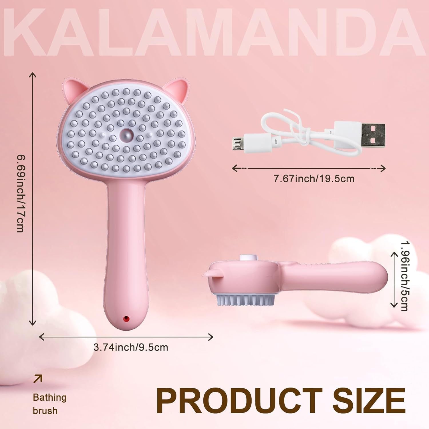 JMT-717770 4-in-1 Cat Steam Brush with Comfortable Handle for Easy Grooming, Misting, and Massaging Small Pets