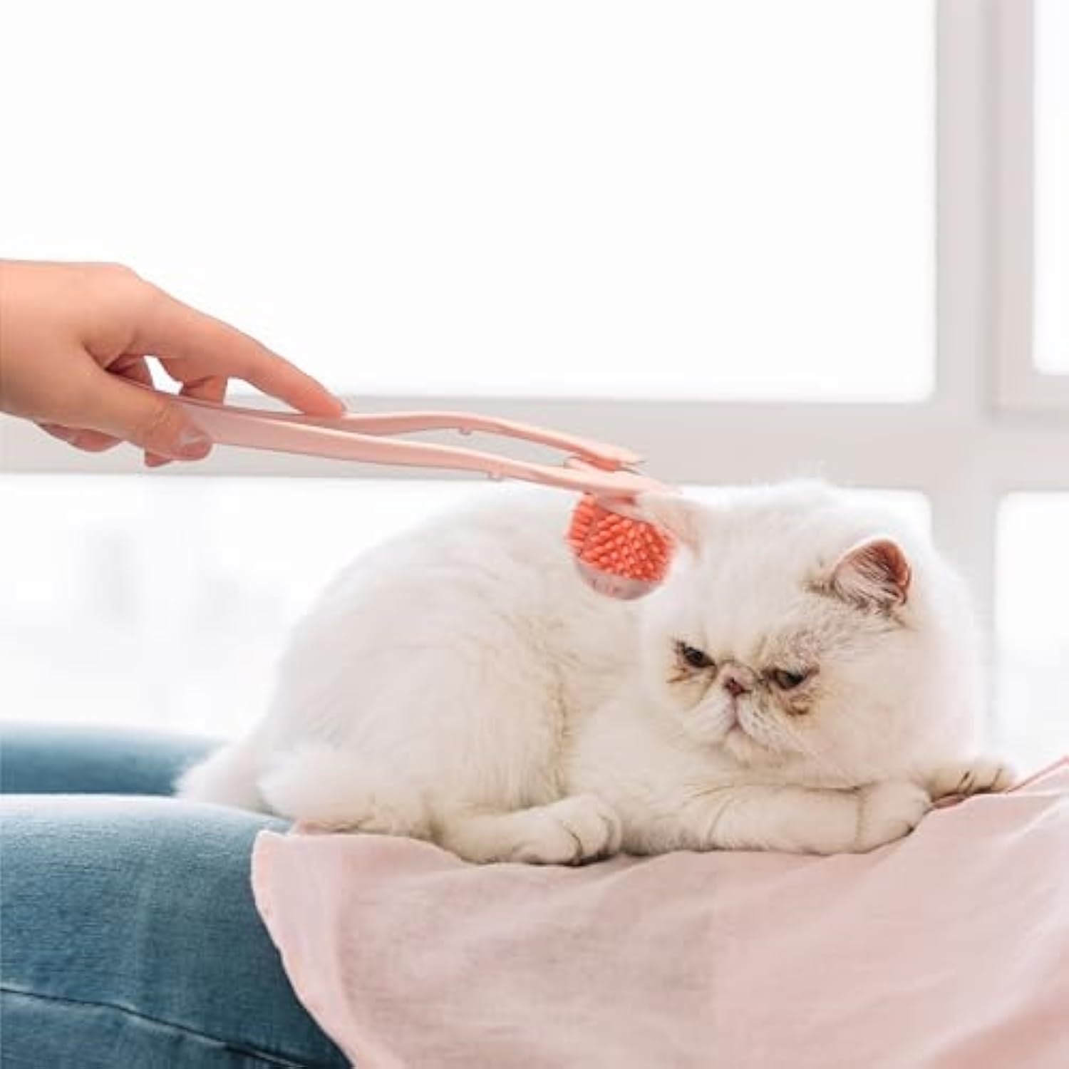 JMT-717834 Pink Cat Massager Roller with Scroll Wheel for Gentle Head and Face Massage