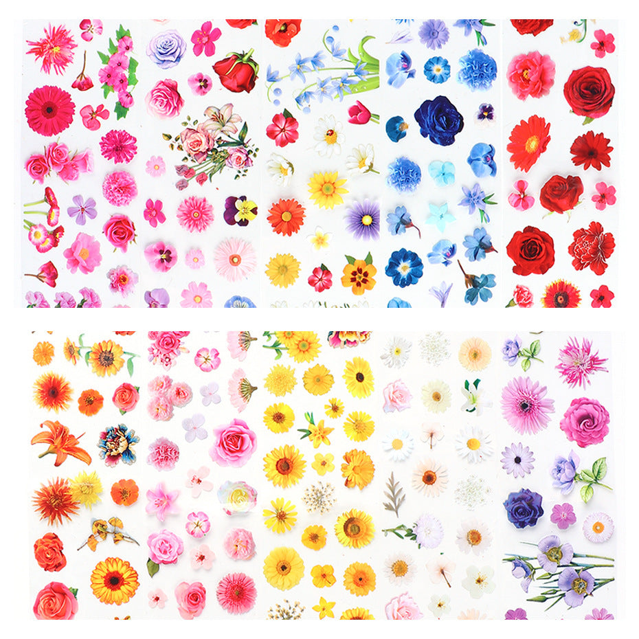 JMT-717834 Retro Floral Rose Nail Art Stickers - Star Transfer Paper, 10pcs in Pink