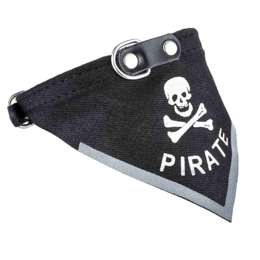 JMT-718154 Skull Print Triangle Scarf for Pets in Black and Red PU Material - Multiple Sizes Available