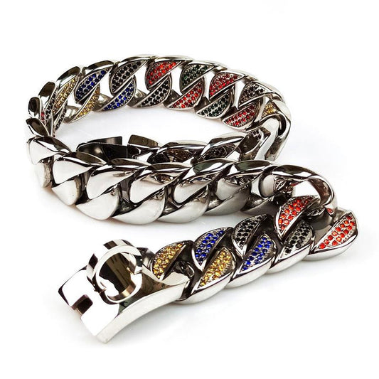 JMT-718346 Stainless Steel 304 Dog Collar with Metal Chain – Available in Multiple Sizes