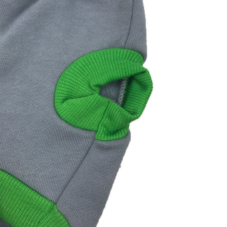 JMT-718602 Fleece Cloth Small Dog Vest with Letter and Bone Design, Available in Gray with Green Edge