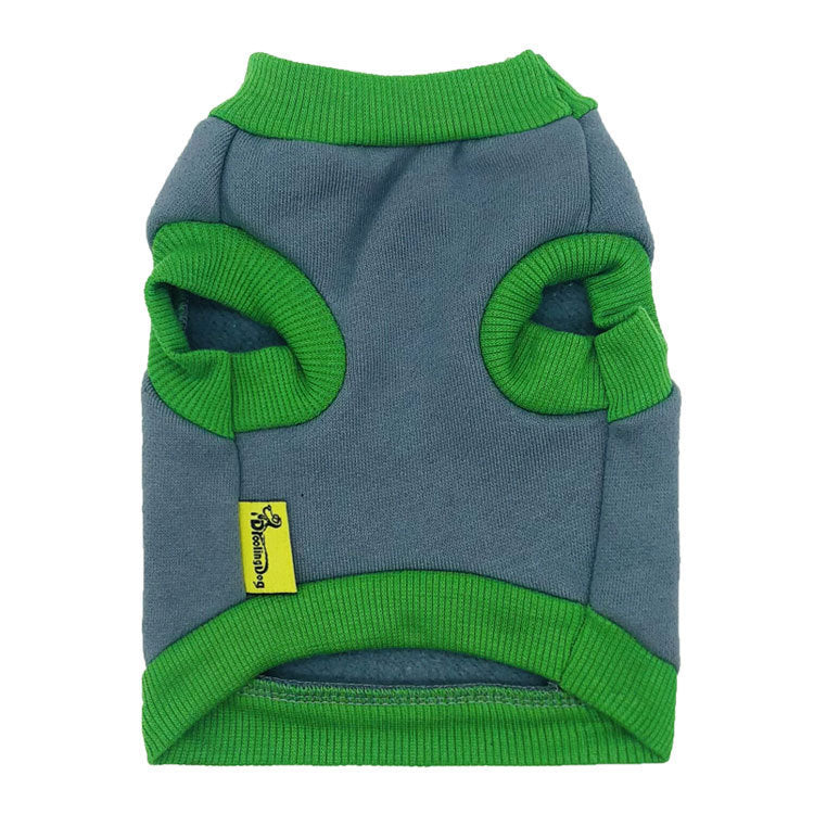 JMT-718602 Fleece Cloth Small Dog Vest with Letter and Bone Design, Available in Gray with Green Edge