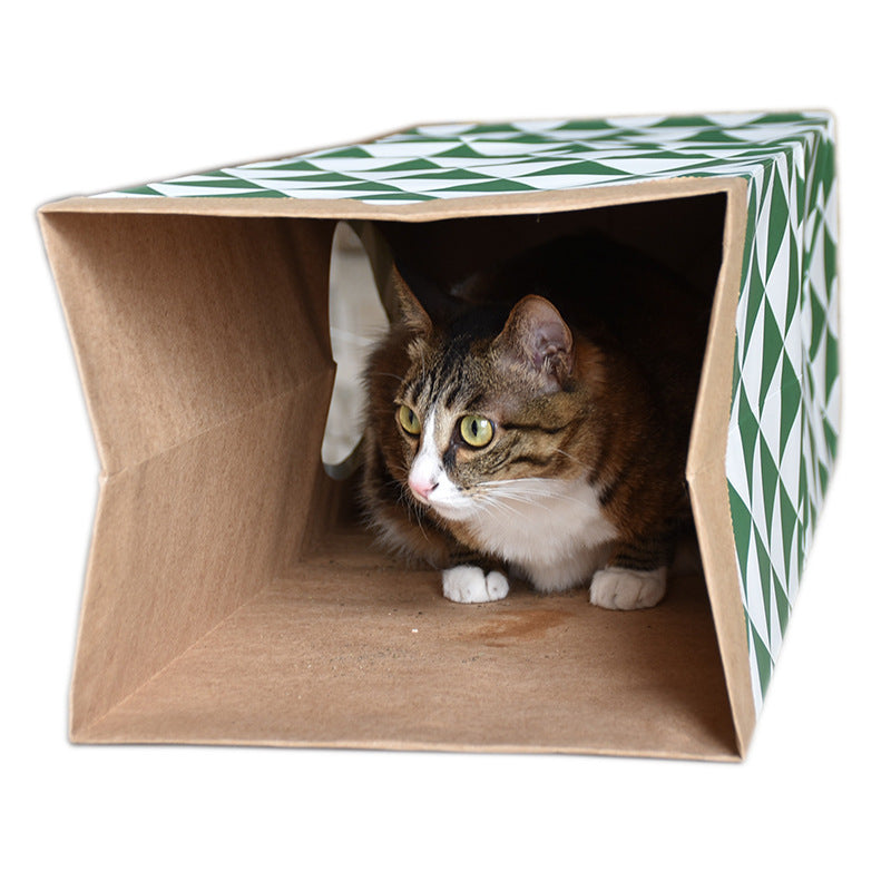 JMT-718666 Kraft Paper Cat Tunnel - 61.5 x 27 x 22 cm, Durable and Fun for Playtime