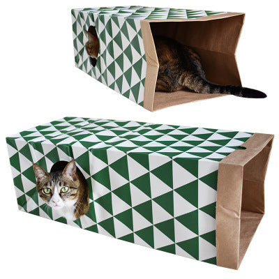 JMT-718666 Kraft Paper Cat Tunnel - 61.5 x 27 x 22 cm, Durable and Fun for Playtime