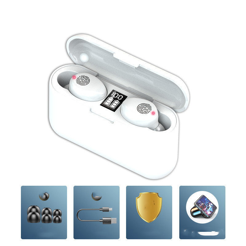 JMT-718666 Wireless Bluetooth Headset F9 with Touch Digital Display and Stereo Sound, Supports NFC, Voice Control, and Multi-Point Connection