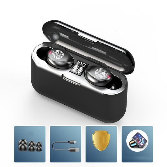 JMT-718666 Wireless Bluetooth Headset F9 with Touch Digital Display and Stereo Sound, Supports NFC, Voice Control, and Multi-Point Connection
