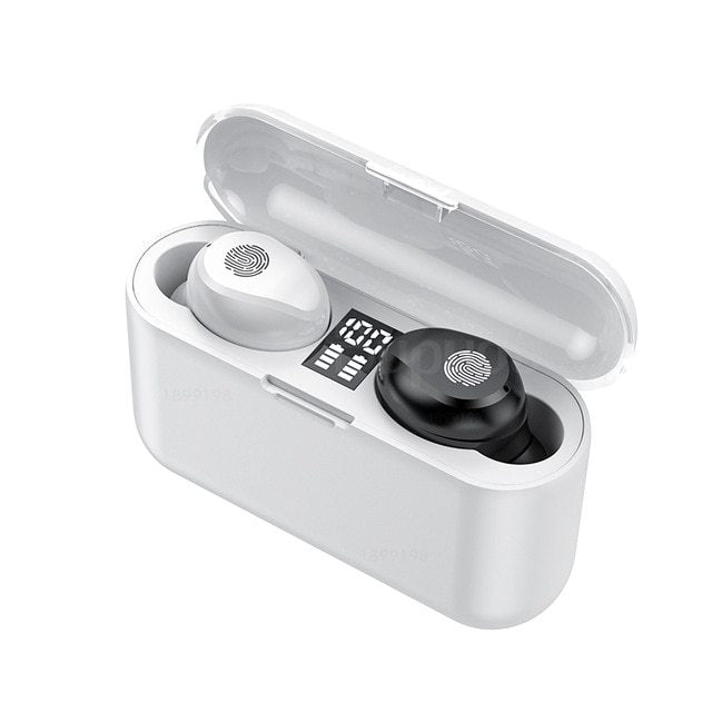 JMT-718666 Wireless Bluetooth Headset F9 with Touch Digital Display and Stereo Sound, Supports NFC, Voice Control, and Multi-Point Connection