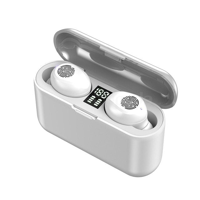 JMT-718666 Wireless Bluetooth Headset F9 with Touch Digital Display and Stereo Sound, Supports NFC, Voice Control, and Multi-Point Connection