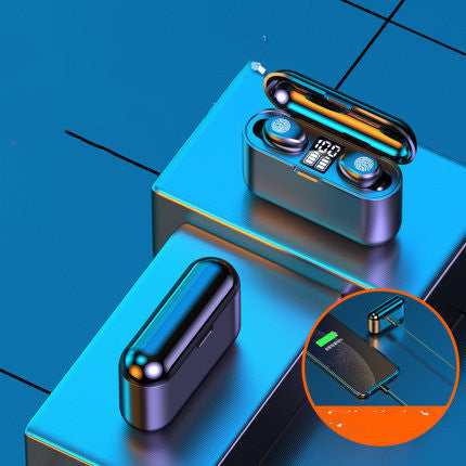 JMT-718666 Wireless Bluetooth Headset F9 with Touch Digital Display and Stereo Sound, Supports NFC, Voice Control, and Multi-Point Connection