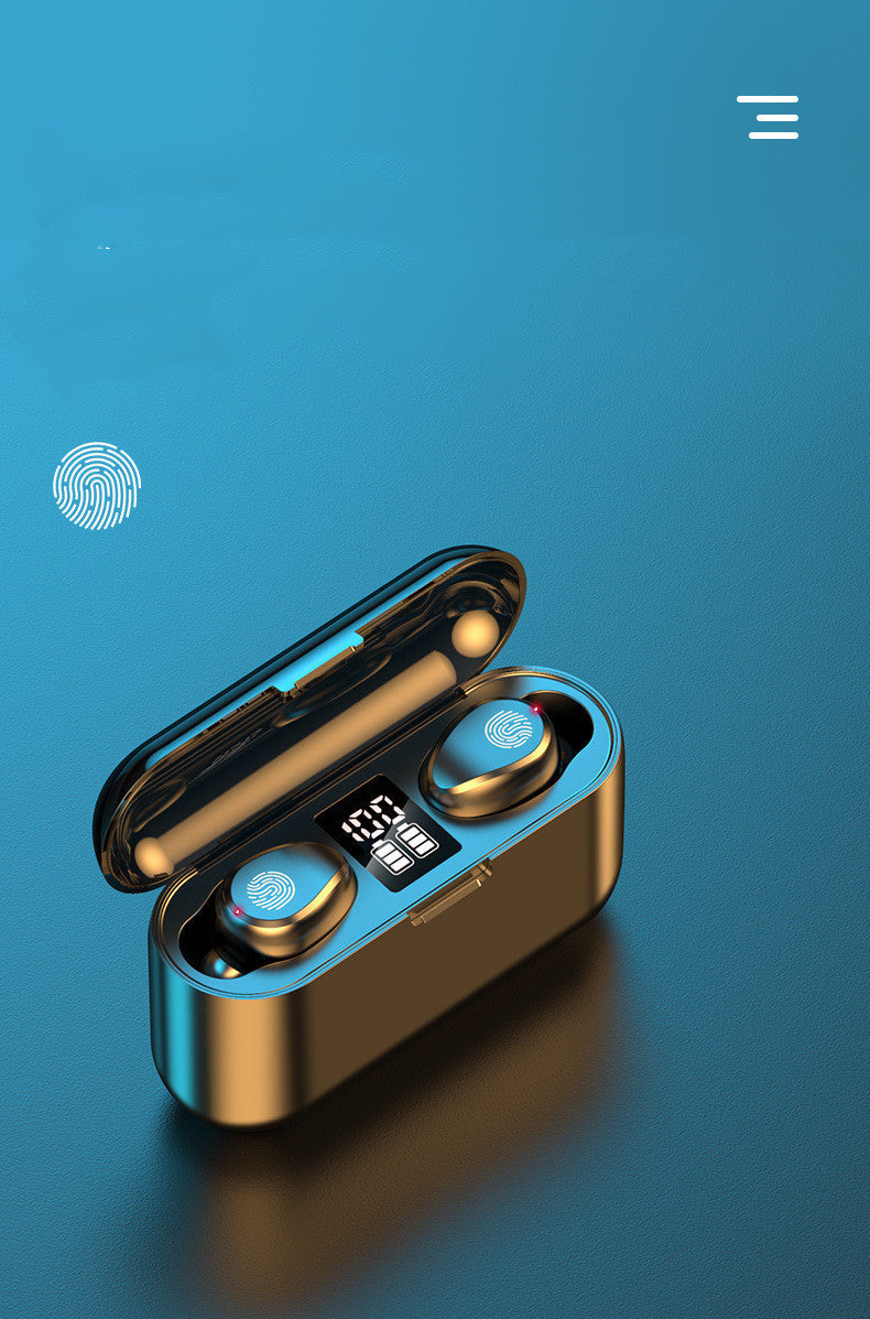 JMT-718666 Wireless Bluetooth Headset F9 with Touch Digital Display and Stereo Sound, Supports NFC, Voice Control, and Multi-Point Connection