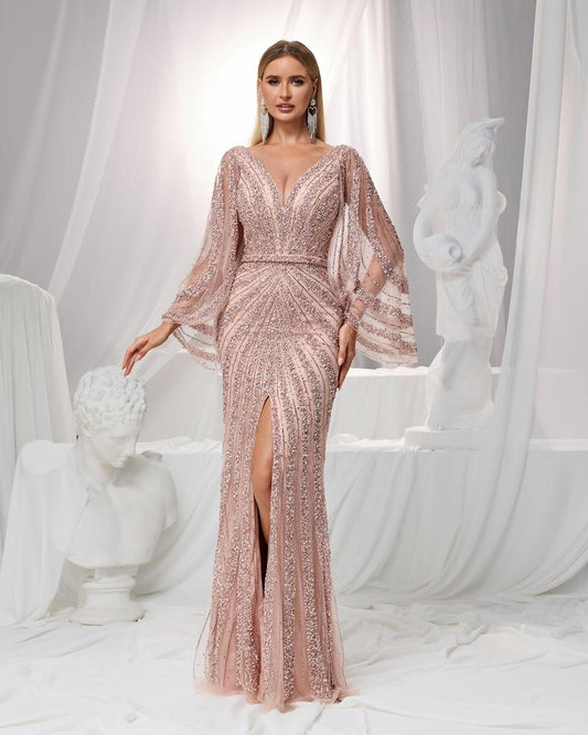 JMT-718922 Elegant Pink Evening Dress for Ladies - SH0132 Model