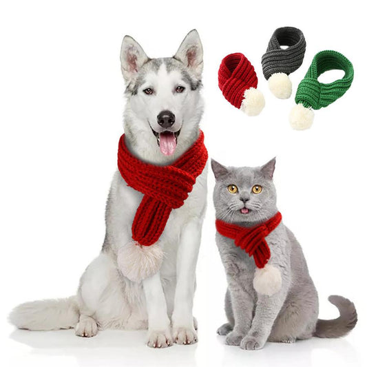 JMT-719306 Cozy Christmas Scarf for Pets - Soft Acrylic Holiday Accessory for Cats and Dogs