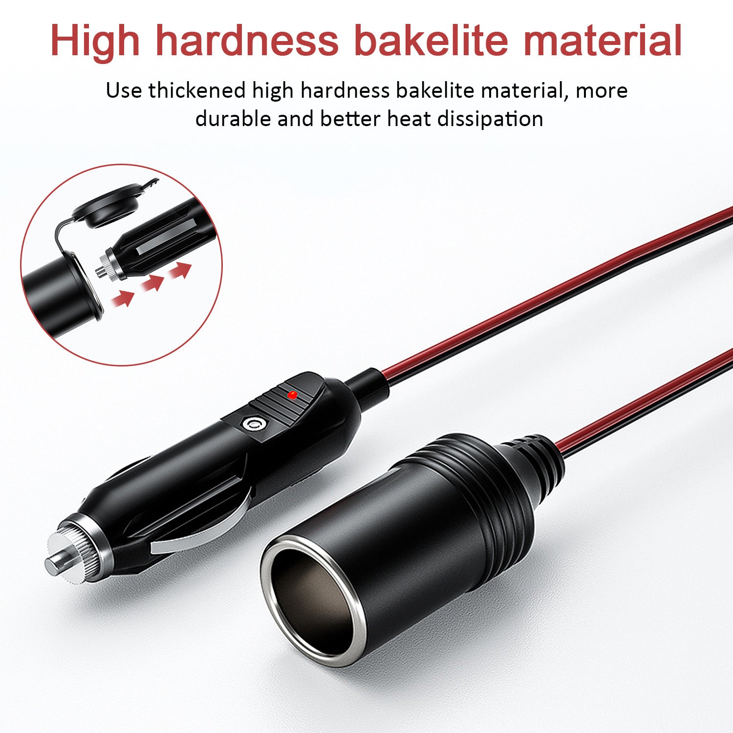 JMT-720010 4M USB Power Extension Cable for Car Cigarette Lighter with 10A Max Current